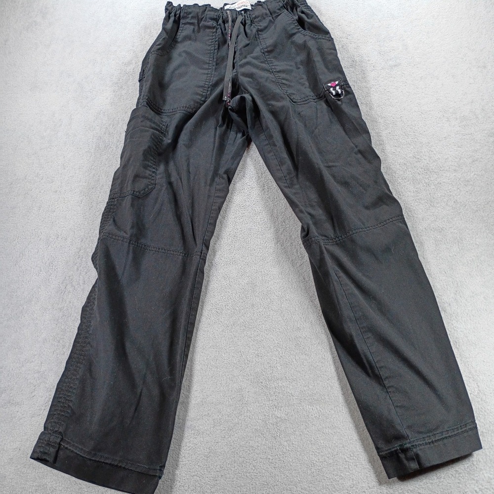 Koi Women Stretch Scrub Pants Black XS Petite Cargo Utility Pockets